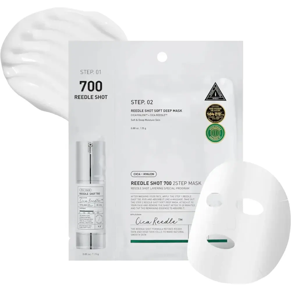 VT Cosmetics Reedle Shot 700 Masca de fata 2 pasi - Hidratare intensa si anti-rid, 1,5 gr