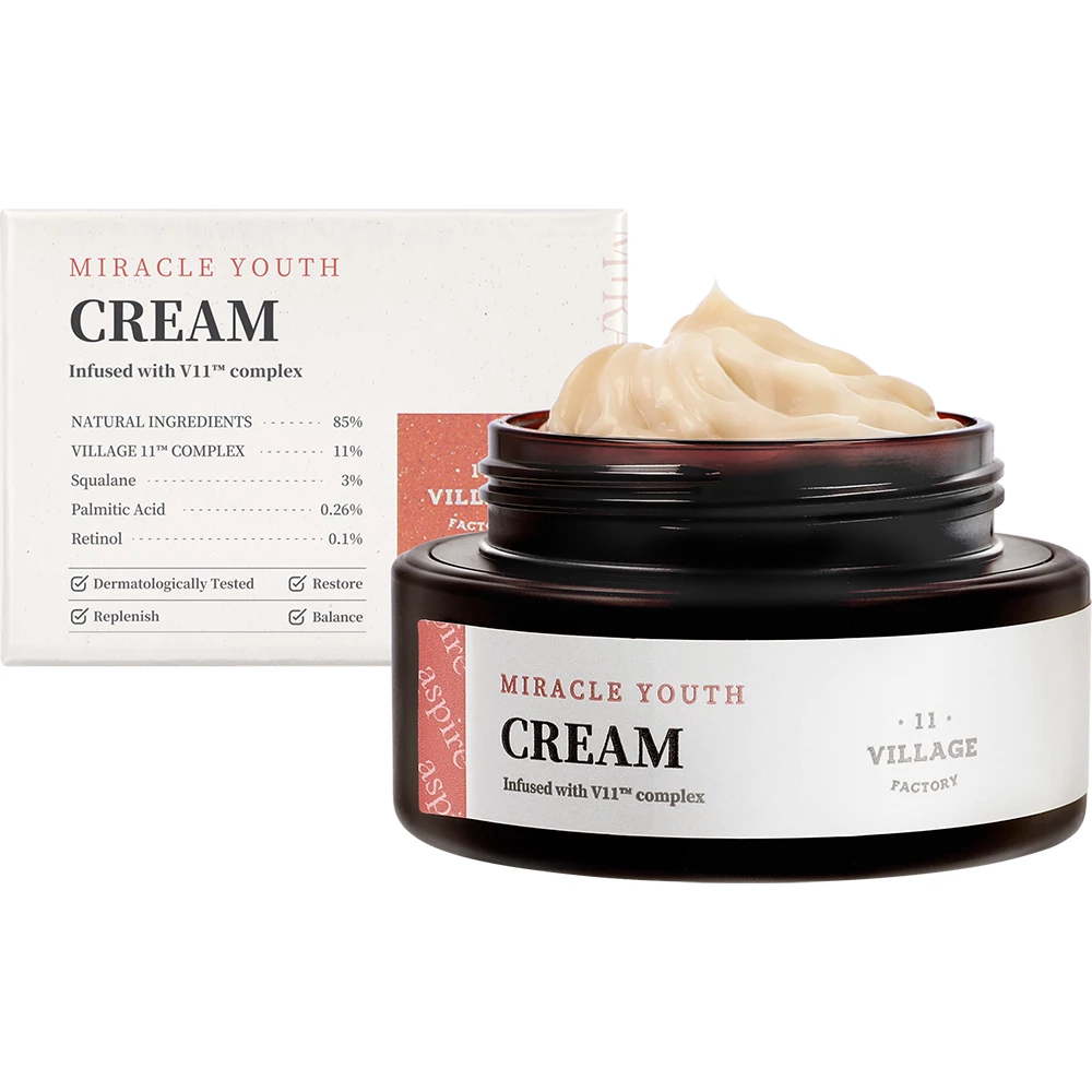 VILLAGE 11 FACTORY Miracle Youth Crema pentru fata 50 ml - Antirid cu Retinol si Hidratare Intensa, 50 ml