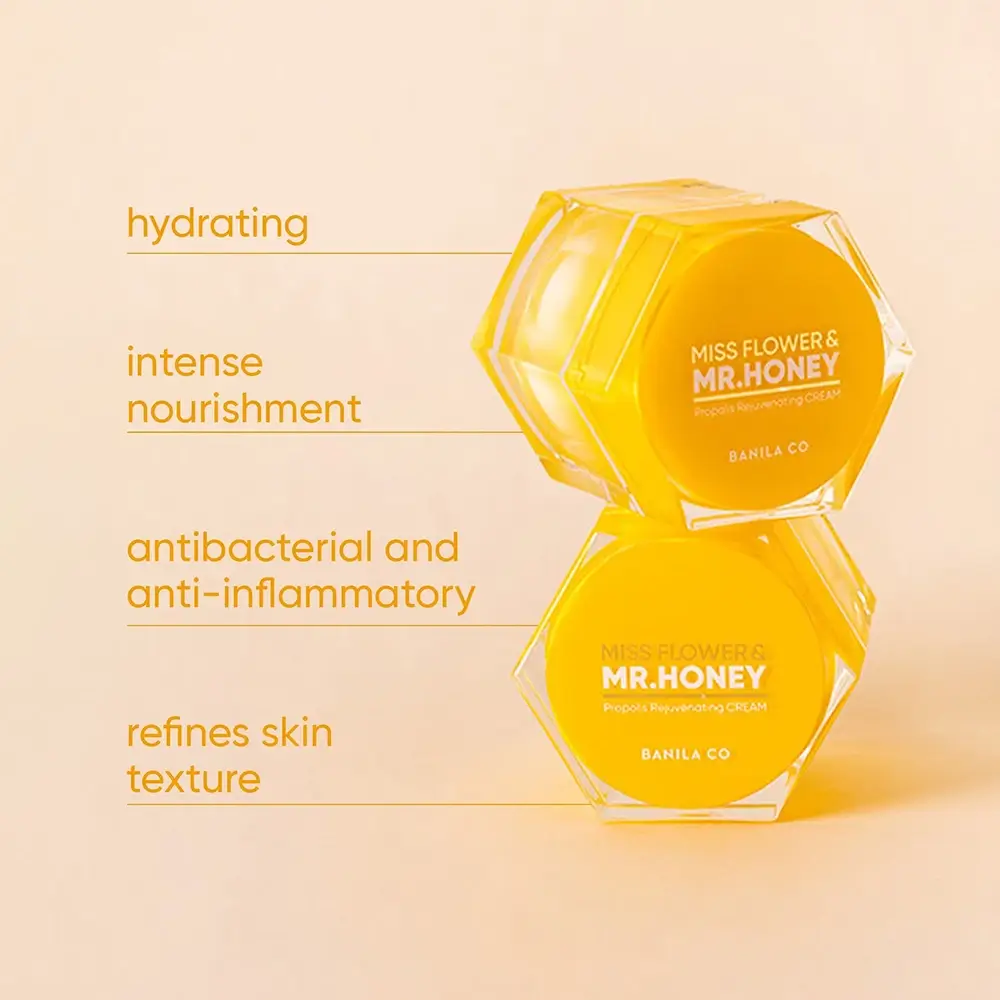 BANILA CO Miss Flower si Mr. Honey Crema pentru fata cu Propolis - Hidratare Intensiva si Rejuvenare cu Miere, 70 ml