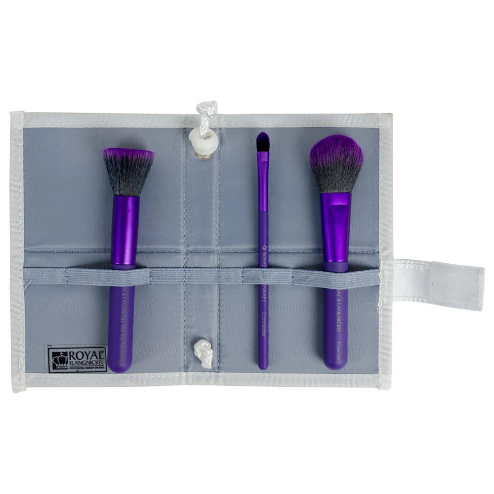 ROYAL AND LANGNICKEL Moda Complexion Perfection Set Pensule Machiaj Mov - Aplicare Profesionala si Machiaj Perfect, 4 Piese