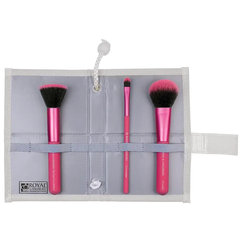 ROYAL AND LANGNICKEL Moda Complexion Perfection Set Pensule 4 Piese Roz - Pensule Machiaj Profesionale pentru Ten Perfect, Aplicare Usoara si Rapida, 100% Vegan, 1 set