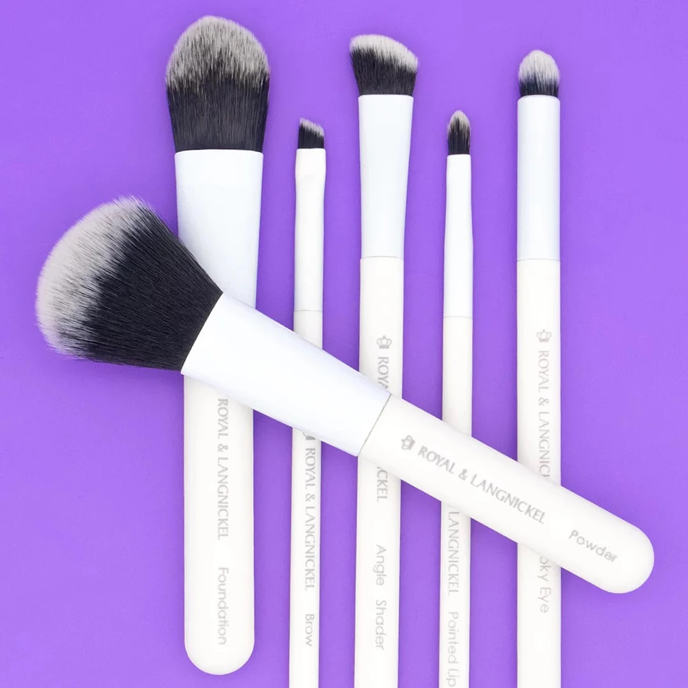 ROYAL AND LANGNICKEL MODA Set Pensule Machiaj Total Face Alb - Aplicare Uniforma si Precisa, Vegan, 7 piese