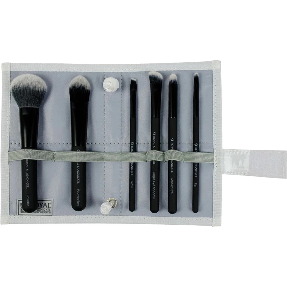 ROYAL AND LANGNICKEL MODA Set Pensule Machiaj Profesional Negru - Aplicare Precisa si Aspect Impecabil, 7 piese