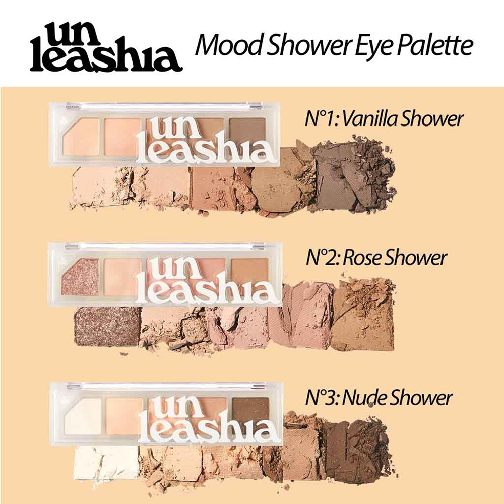 UNLEASHIA Mood Shower Face Palette fard de pleoape No. 3 Nude Shower - luminozitate si evidentiere, 4 gr