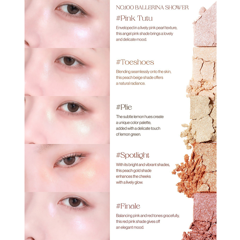 UNLEASHIA Mood Shower Face Palette iluminator No. 100 Ballerina Shower - luminozitate si aderenta, 4 gr