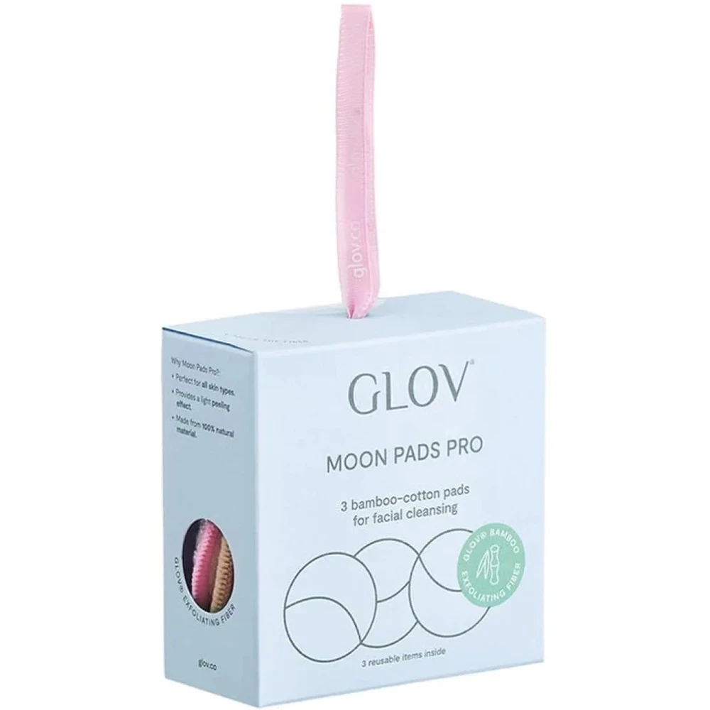 GLOV Moon Pads Pro Dischete Demachiante Reutilizabile Alb - Curatare Delicata si Exfoliere Naturala, 3 buc