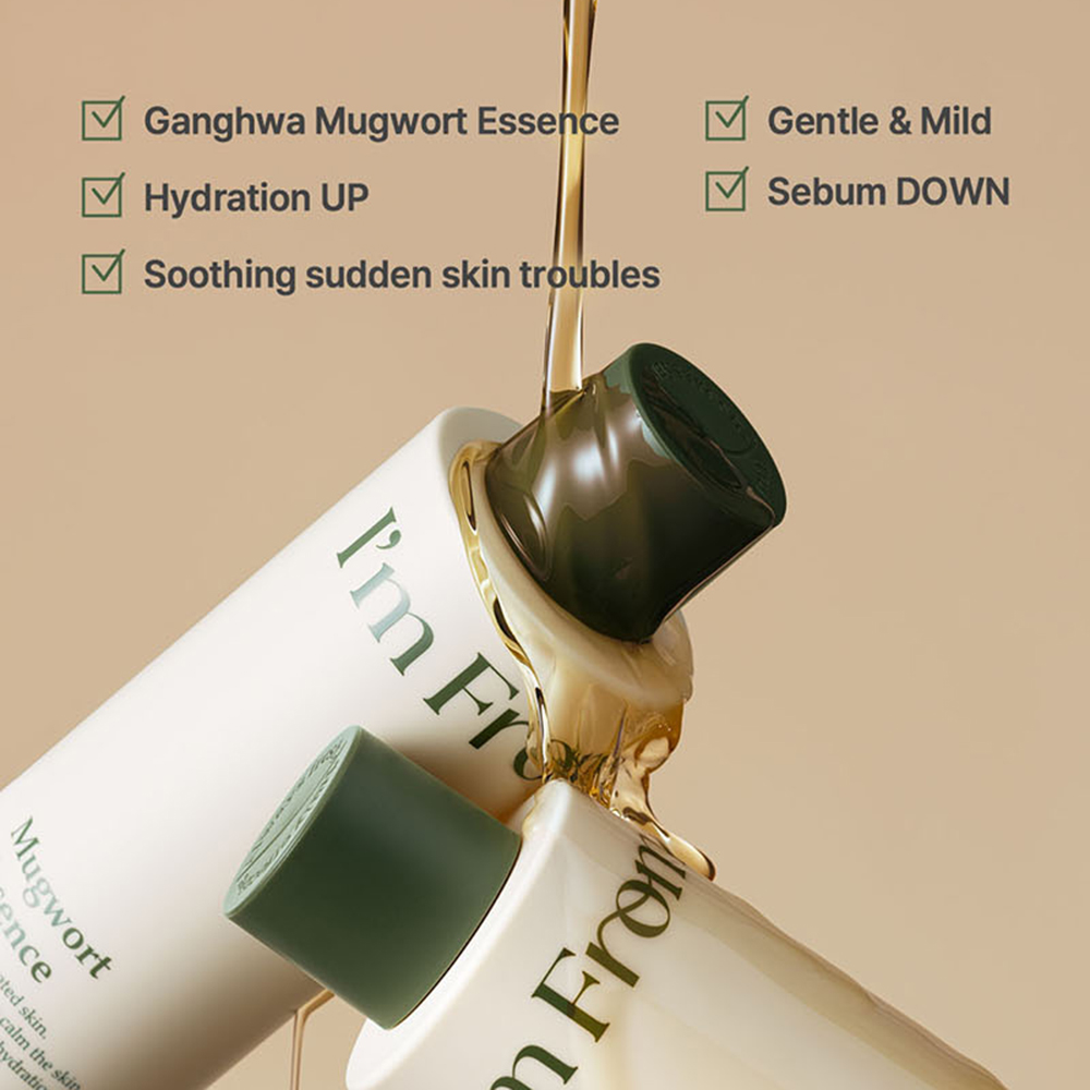 I'M FROM Mugwort Essence 150 ml - Esenta formulata cu mugwort, care contribuie la calmarea pielii sensibilizate si la mentinerea hidratarii si a echilibrului dintre apa si sebum