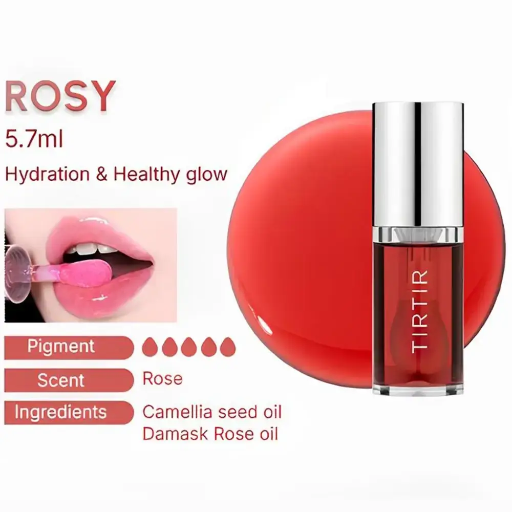 TIRTIR My Glow Ulei de buze Rosy - Hidratare intensa si stralucire naturala, 5.7 ml