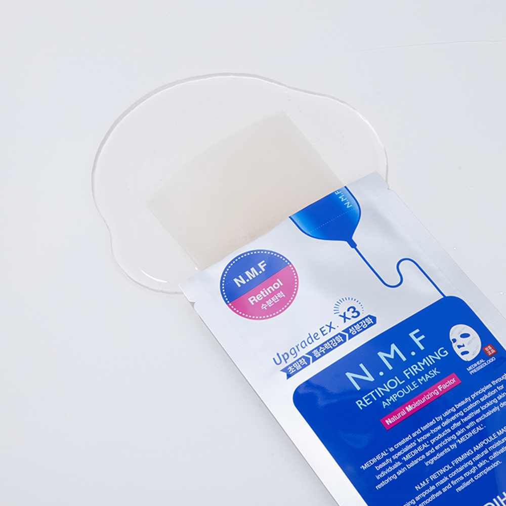 MEDIHEAL N.M.F Retinol Firming Ampoule Mask 27 ml - Masca de fata formulata cu retinol si acid hialuronic, care contribuie la hidratarea pielii si la metinerea confortului pielii