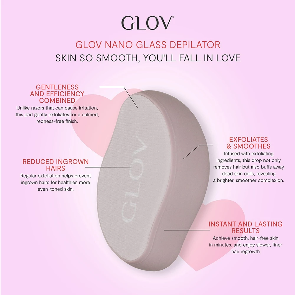 GLOV Nano Glass Depilator Epilator cu nano-sticla - epilare delicata fara durere si exfoliere blanda, pentru piele fina si luminoasa
