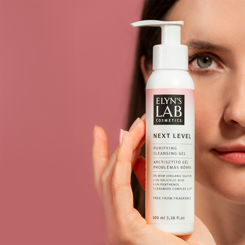 ELYN'S LAB Next Level Purifying Cleansing Gel - gel de curatare formulat cu acid salicilic si dimetil sulfon MSM, care contribuie la curatarea impuritatilor si excesului de sebum si la mentinerea barierei cutanate - 100 ml