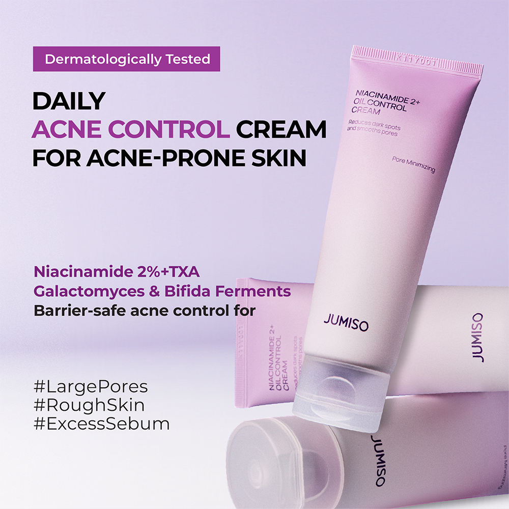 JUMISO Niacinamide 2+ Oil Control Cream 80 ml - Crema de fata formulata cu niacinamida si acid tranexamic, care contribuie la echilibrarea sebumului si la diminuarea aspectului porilor