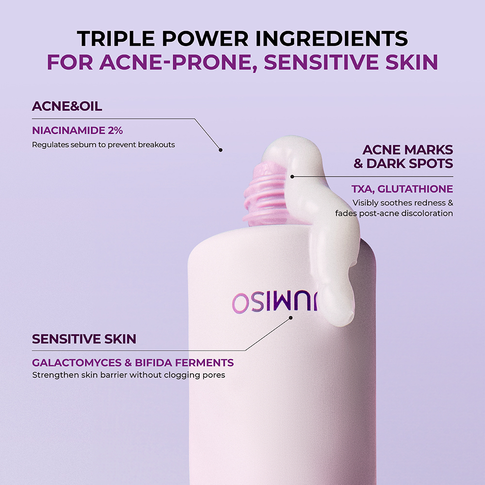 JUMISO Niacinamide 2+ Oil Control Cream 80 ml - Crema de fata formulata cu niacinamida si acid tranexamic, care contribuie la echilibrarea sebumului si la diminuarea aspectului porilor