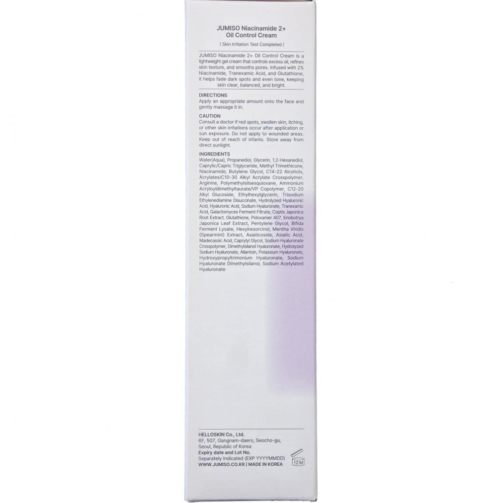 JUMISO Niacinamide 2+ Oil Control Cream 80 ml - Crema de fata formulata cu niacinamida si acid tranexamic, care contribuie la echilibrarea sebumului si la diminuarea aspectului porilor