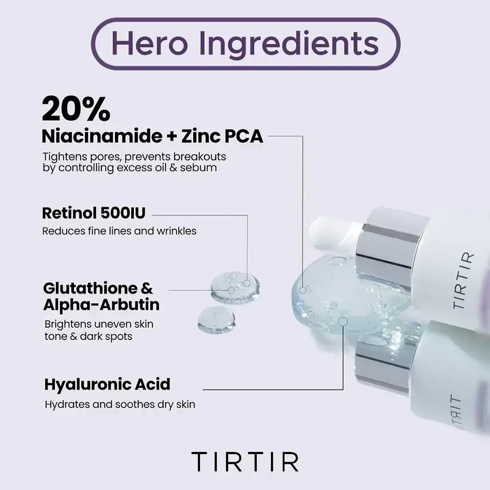 TIRTIR Niacinamide Collection Ser de fata Niacinamide 20% - Antirid, Iluminator si Uniformizare Ten, 30 ml