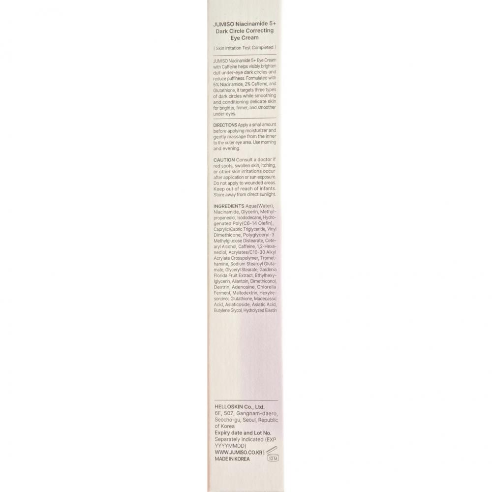 JUMISO Niacinamide 5+ Dark Circle Correcting Eye Cream 15 ml - Crema contur ochi formulata cu niacinamida si cafeina, care contribuie la estomparea aspectului cearcanelor, la diminuarea pungilor de sub ochi si la netezirea ridurilor fine