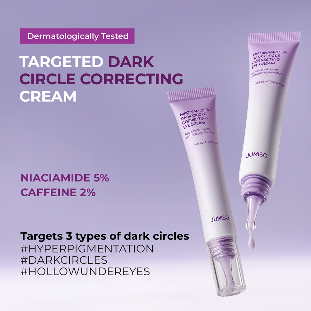 JUMISO Niacinamide 5+ Dark Circle Correcting Eye Cream 15 ml - Crema contur ochi formulata cu niacinamida si cafeina, care contribuie la estomparea aspectului cearcanelor, la diminuarea pungilor de sub ochi si la netezirea ridurilor fine