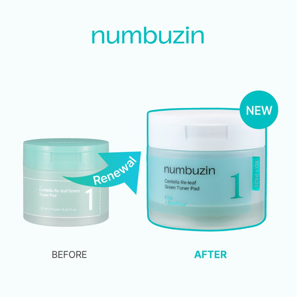 Numbuzin Centella Re-leaf Dischete Tonice Calmante 70 buc - Hidratare si Calmare Ten Acneic, 150 ml