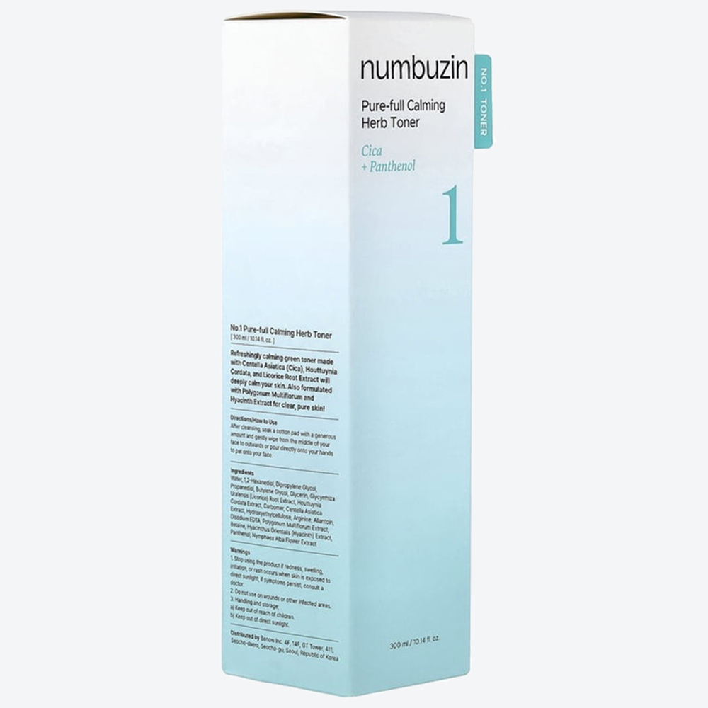 NUMBUZIN No.1 Pure-Full Toner Toner calmant pentru fata 300 ml - Calmare si hidratare ten sensibil, anti-roseata, 300 ml