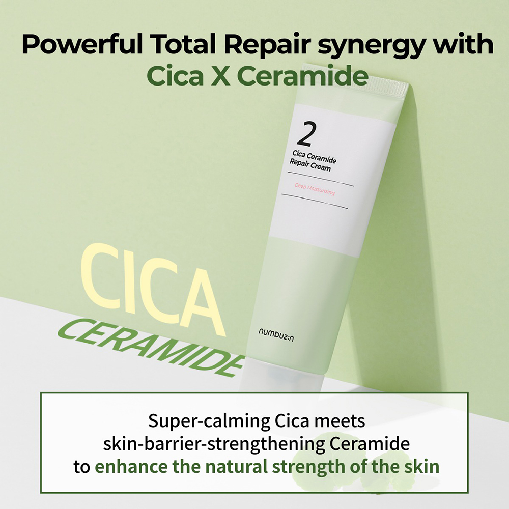 Numbuzin No.2 Cica Ceramide Repair Cream – Cremă de Față Reparatoare, 60 ml | K-beauty