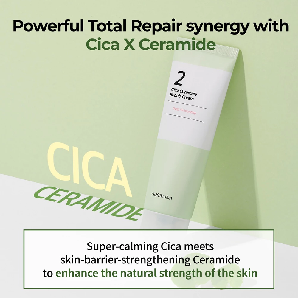 NUMBUZIN No.2 Cica Ceramide Crema Reparatoare pentru Fata 60 ml - reparare intensa si hidratare calmanta, 60 ml