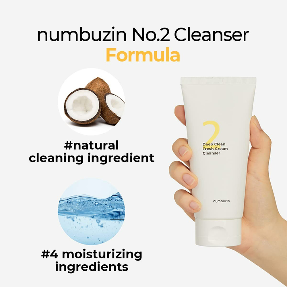 Numbuzin No.2 Deep Clean Fresh Cream Cleanser – Cremă de Curățare pentru Față, 120 ml | K-beauty