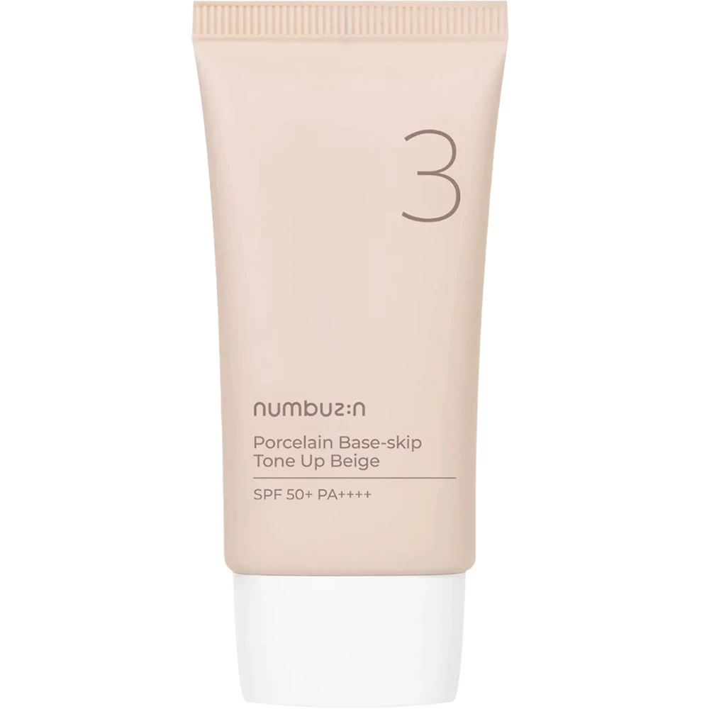 NUMBUZIN No.3 Porcelain Base-Skip Crema Colorata Beige - Protectie UV si Iluminare Ten, 50ml