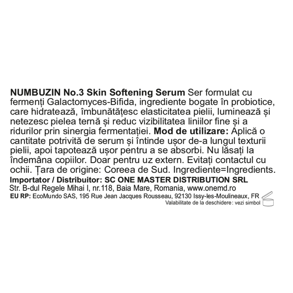 NUMBUZIN No.3 Skin Softening Ser pentru fata 50 ml – Hidratare intensa si elasticitate, 50 ml