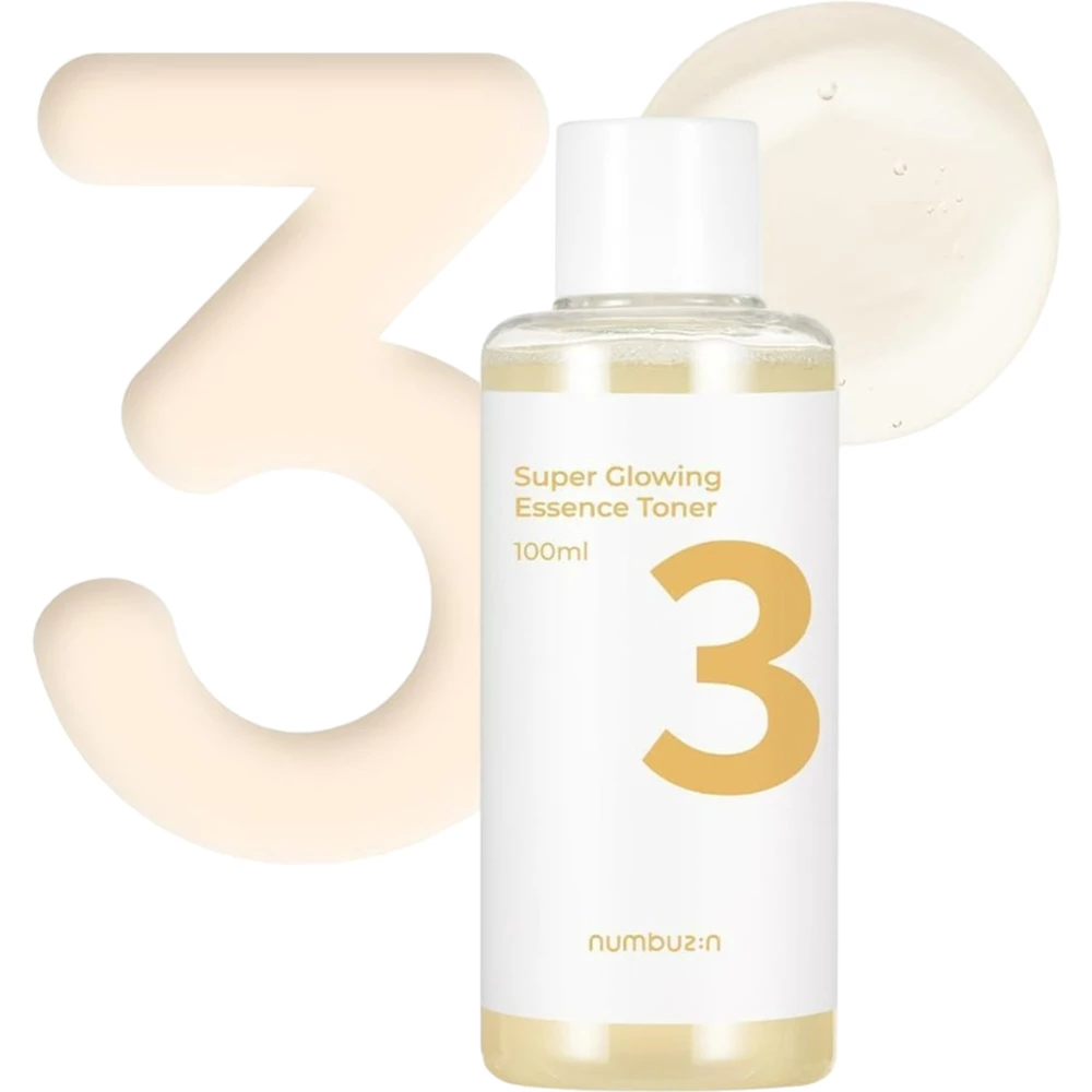 Numbuzin No.3 Super Glowing Essence Toner – Toner de față iluminator cu textură esență, 100 ml