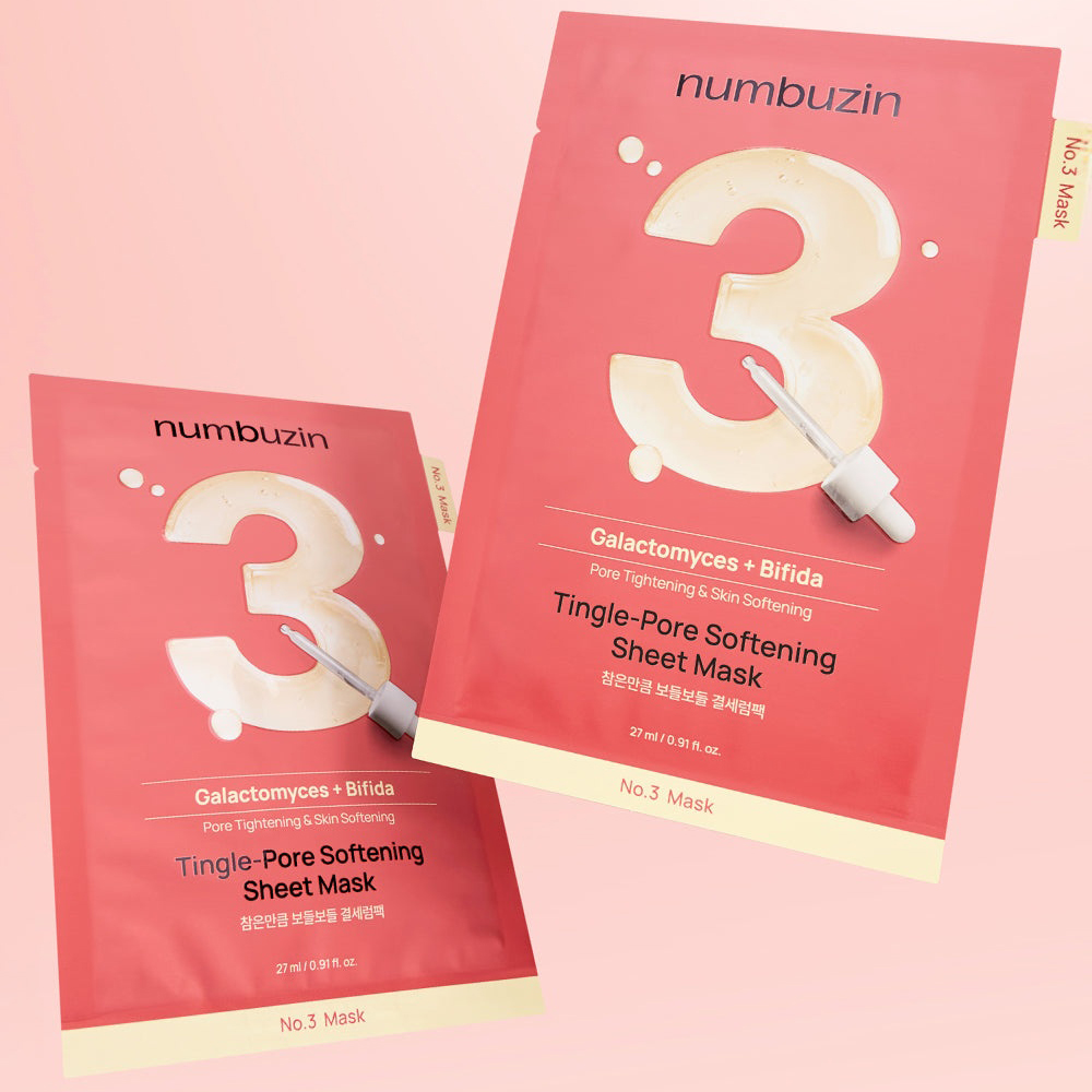 NUMBUZIN No.3 Tingle-Pore Softening Sheet Mask - masca de fata formulata cu Bifida Ferment Lysate si Galactomyces Ferment Filtrate, care contribuie la reducerea aspectului porilor si la uniformizarea texturii - 27 ml