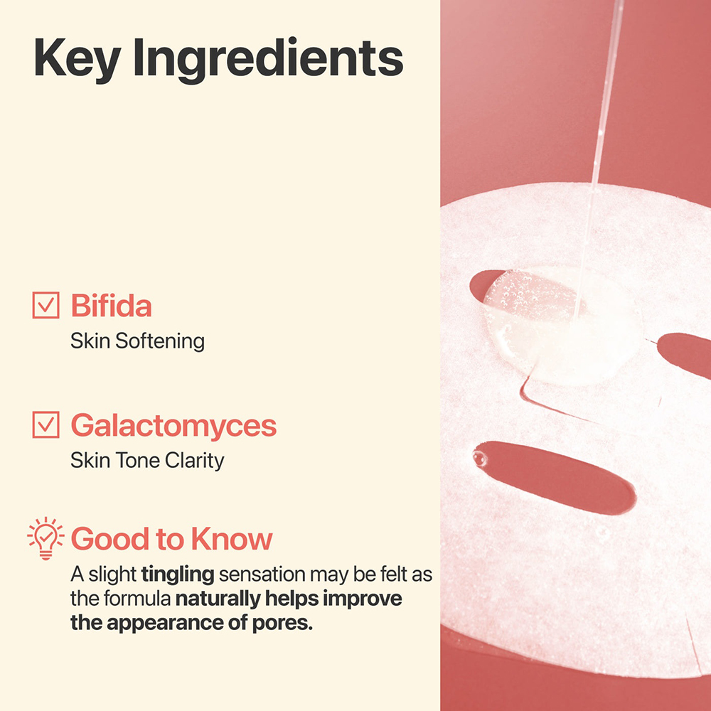 NUMBUZIN No.3 Tingle-Pore Softening Sheet Mask - masca de fata formulata cu Bifida Ferment Lysate si Galactomyces Ferment Filtrate, care contribuie la reducerea aspectului porilor si la uniformizarea texturii - 27 ml