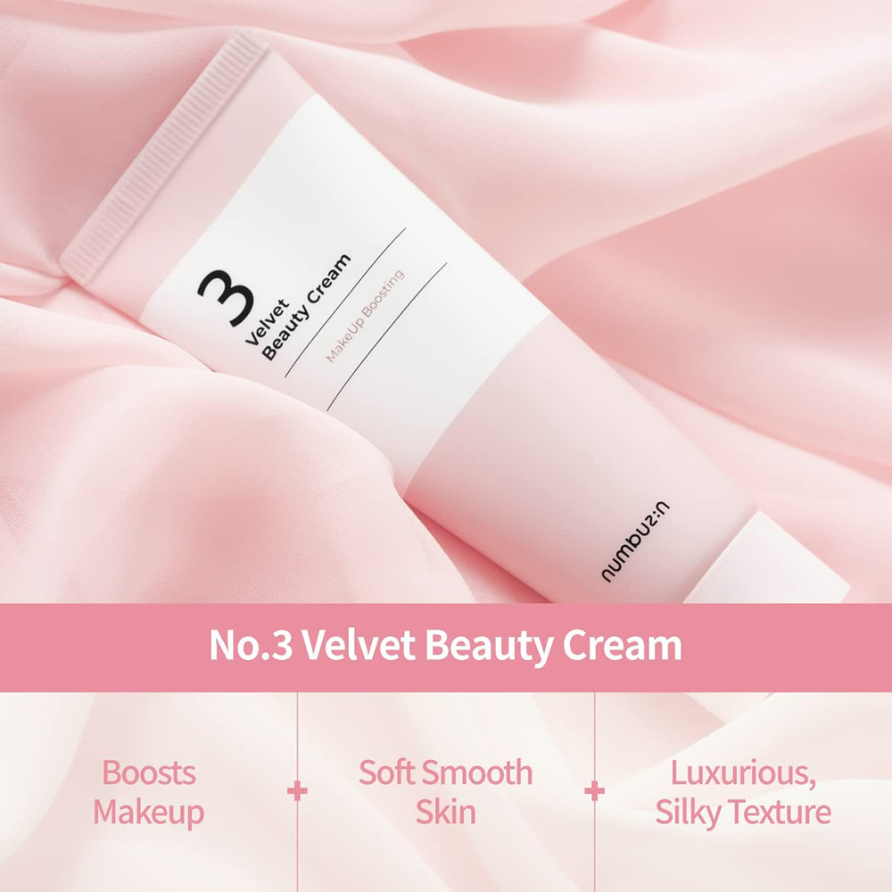 Numbuzin No.3 Velvet Beauty Cream – Cremă Hidratantă cu Niacinamidă & Acid Hialuronic pentru Piele Catifelată, 60 ml