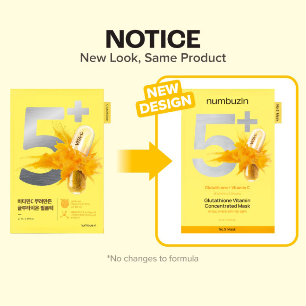 NUMBUZIN No.5 Vitamin Spotlight Masca Servetel pentru Fata 27 ml - Luminozitate, Hidratare si Uniformizare Ton, 27 ml