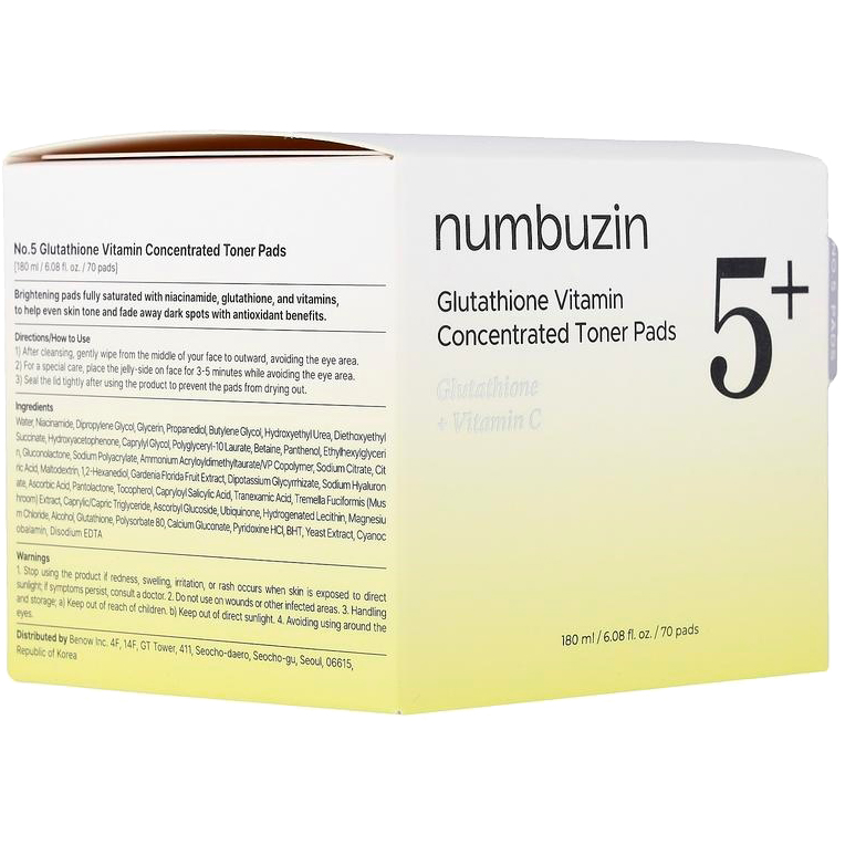 Numbuzin No.5 Vitamin Collection Toner Dischete Concentrate - Luminozitate si Uniformizare Ten cu Niacinamida si Vitamina C
