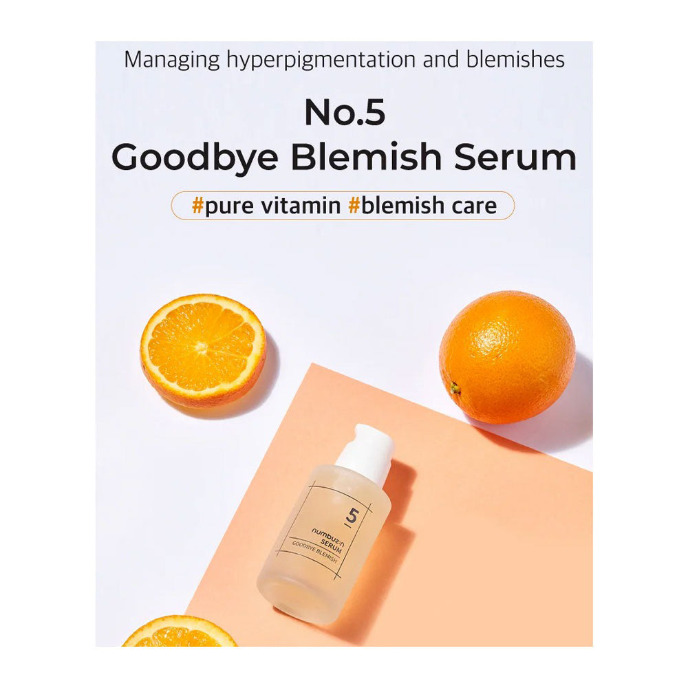 Numbuzin No.5 Goodbye Blemish Serum – Ser de Față Reparator cu Vitamina C, 50 ml | Corectare Pete & Luminozitate