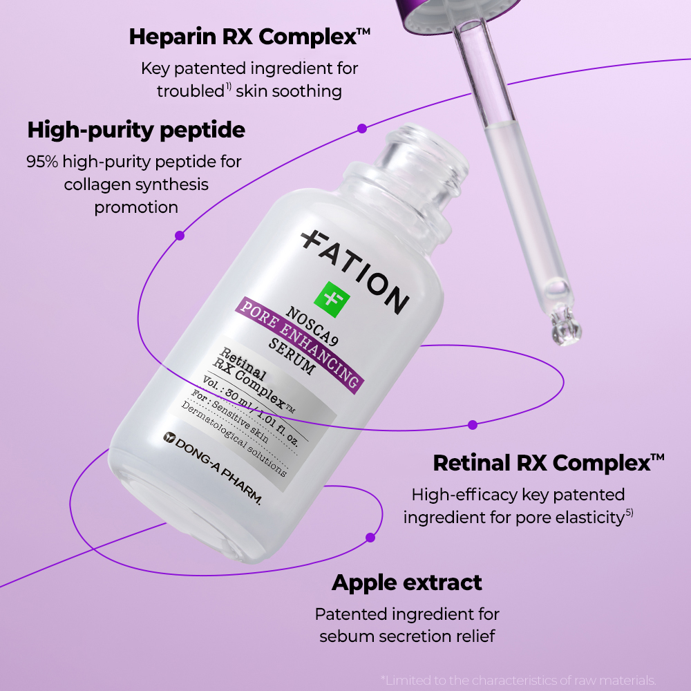 FATION Nosca9 Trouble Pore Enhancing Serum, 30 ml - Ser de fata formulat cu Retinal RX Complex, niacinamida si peptide, care contribuie la ingrijirea tenului cu pori dilatati si la metinerea hidratarii tenului