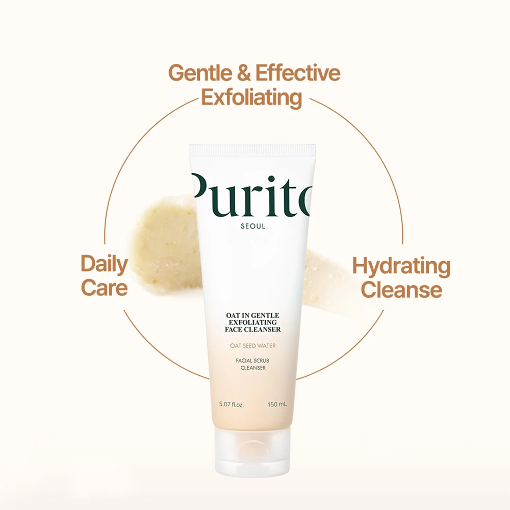 PURITO Oat-In Collection Scrub Curatare Faciala - Exfoliere delicata cu Ovaz si hidratare pentru piele sensibila, 150 ml