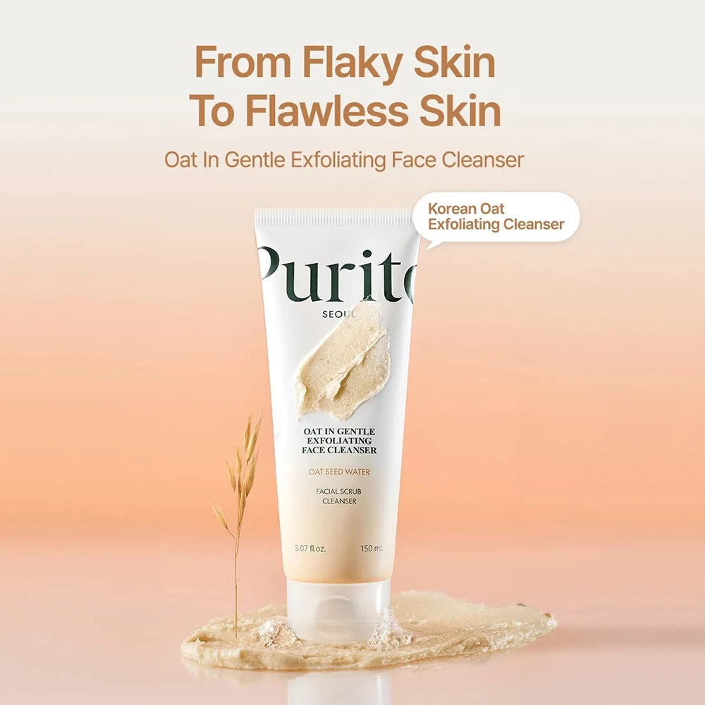 PURITO Oat-In Collection Scrub Curatare Faciala - Exfoliere delicata cu Ovaz si hidratare pentru piele sensibila, 150 ml