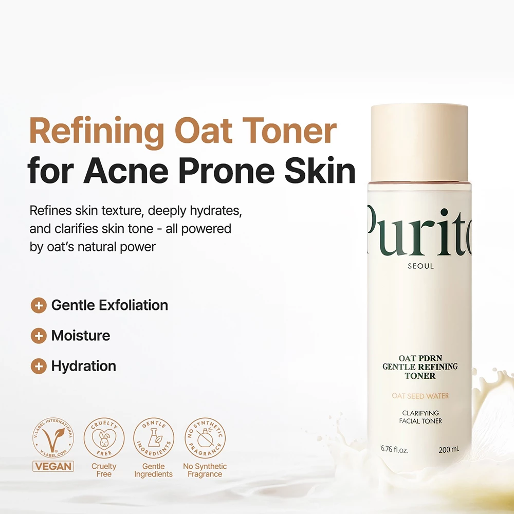 PURITO Oat Pdrn Gentle Refining Toner - hidratare si calmare cu extract de ovaz si pdrn vegetal, 200 ml