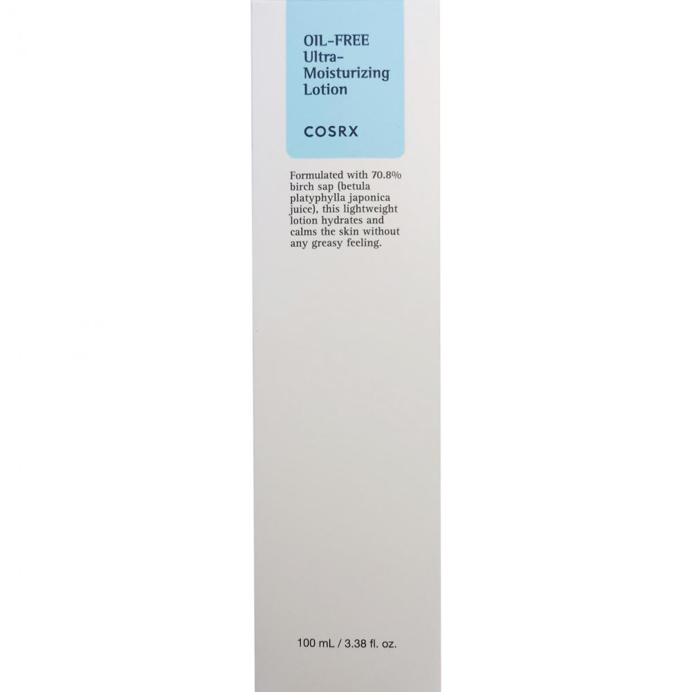 COSRX Oil Free Ultra Moisturizing, 100 ml - lotiune de fata formulata cu seva de mesteacan, care contribuie la calmarea pielii sensibile, iritate sau proaspat exfoliate si la metinerea nivelului de hidratare