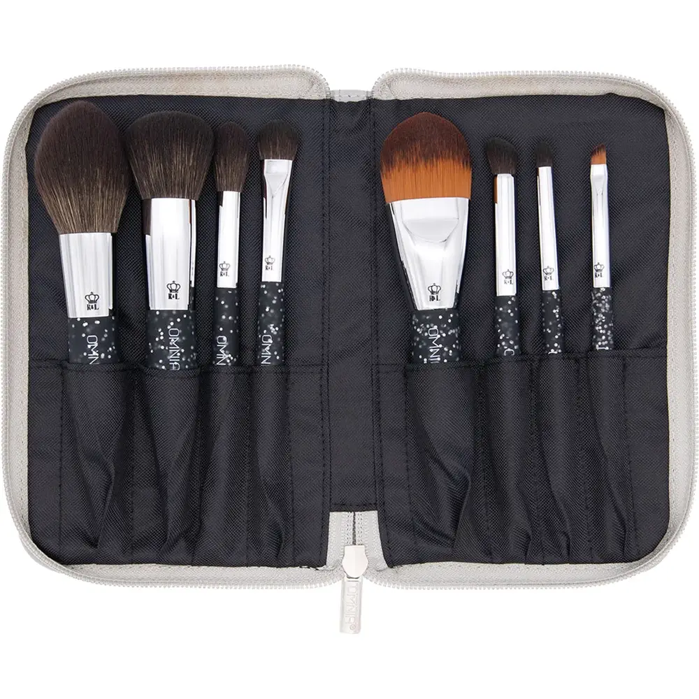 ROYAL AND LANGNICKEL Omnia Glitter Set Pensule Profesionale 9 PCS - set complet pensule machiaj pentru definire, estompare si stralucire intensa, cu etui elegant pentru calatorie, 250 g