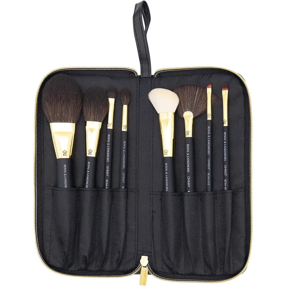 ROYAL AND LANGNICKEL OMNIA PROFESSIONAL Set Pensule Machiaj BOM-8 - Set Profesional Vegan pentru Conturare si Stralucire, 8 piese