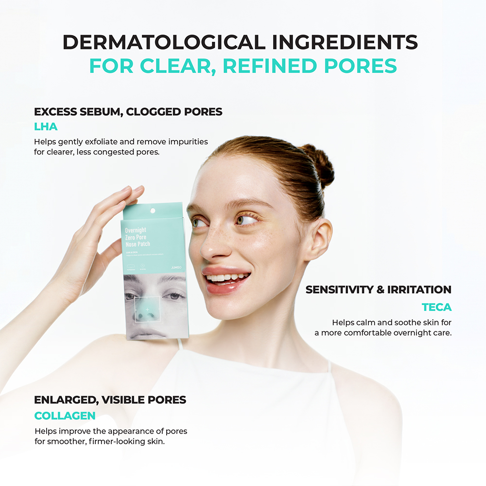 JUMISO Overnight Zero Pore Nose Patch - Plasturi formulati cu LHA si colagen, care contribuie la absorbtia excesului de sebum si la mentinerea porilor mai curati timp de 4-8 ore