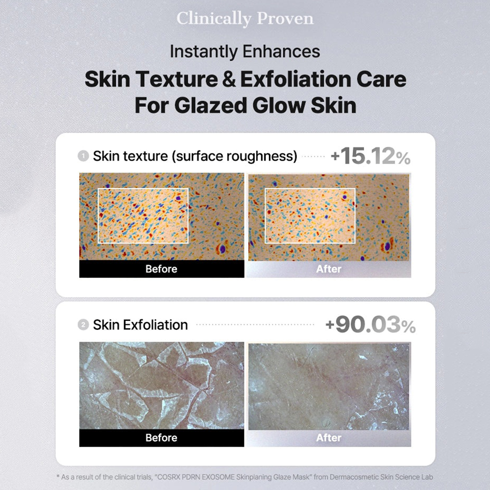 COSRX PDRN Exosome Skinplaning Glaze Mask, 50 ml - masca de fata formulata cu PDRN si niacinamida, care contribuie la hidratarea pielii si la mentinerea confortului cutanat