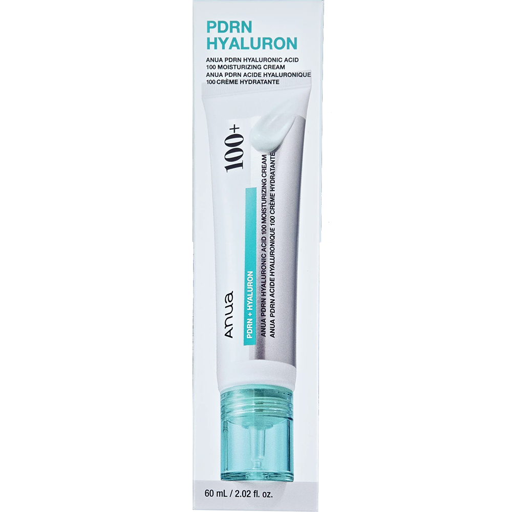 ANUA PDRN Hyaluronic Acid 100 Moisturizing, 60 ml - Crema de fata formulata cu PDRN si acid hialuronic, care contribuie la hidratarea pielii si la mentinerea confortului cutanat