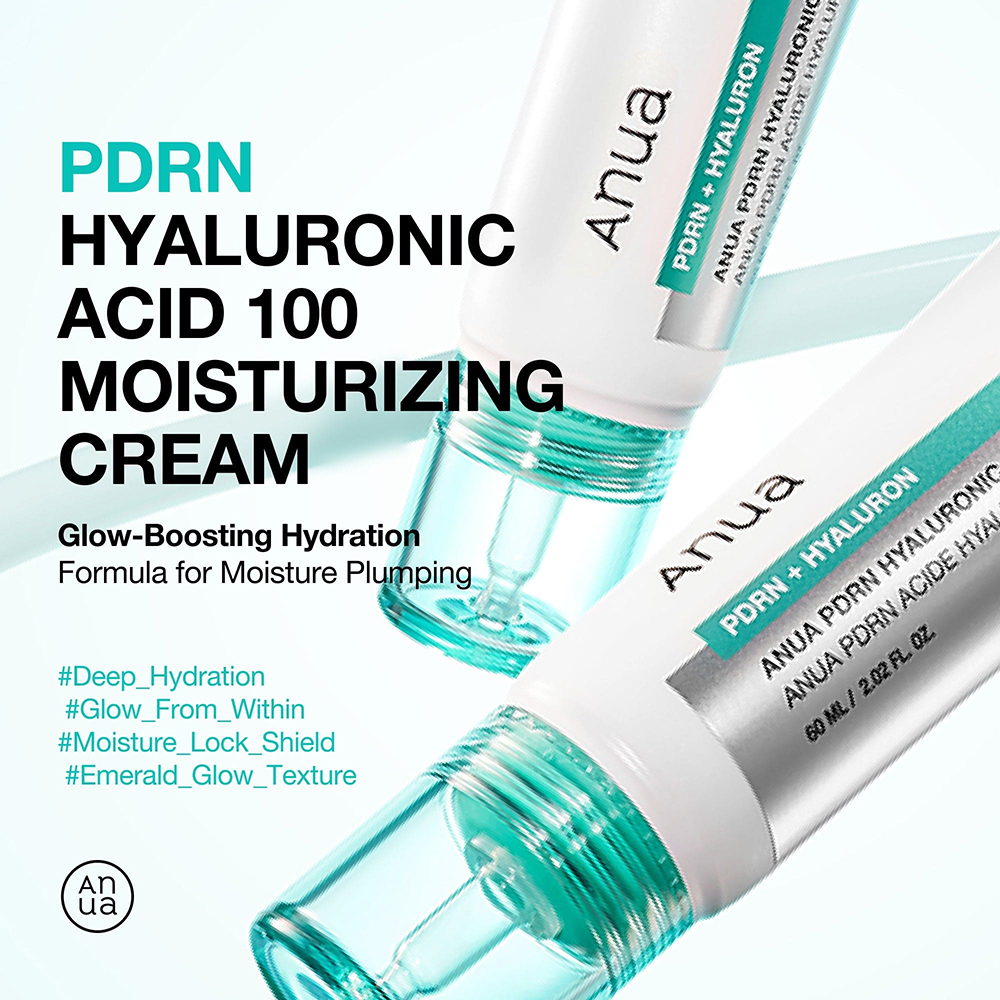ANUA PDRN Hyaluronic Acid 100 Moisturizing, 60 ml - Crema de fata formulata cu PDRN si acid hialuronic, care contribuie la hidratarea pielii si la mentinerea confortului cutanat