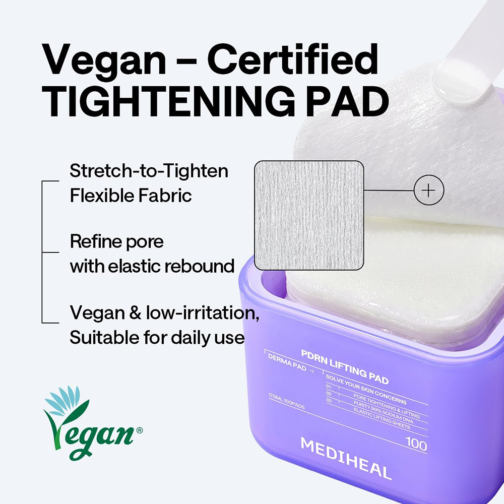 MEDIHEAL PDRN Lifting Pad, 170 ml - Dischete tonifiante formulate cu PDRN, niacinamida si adenozina, care contribuie la mentinerea elasticitatii si a aspectului neted al pielii
