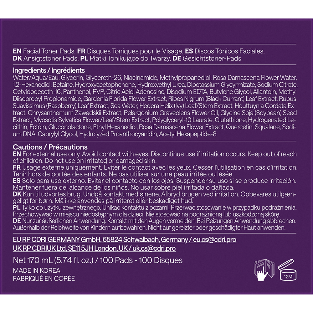 MEDIHEAL PDRN Lifting Pad, 170 ml - Dischete tonifiante formulate cu PDRN, niacinamida si adenozina, care contribuie la mentinerea elasticitatii si a aspectului neted al pielii