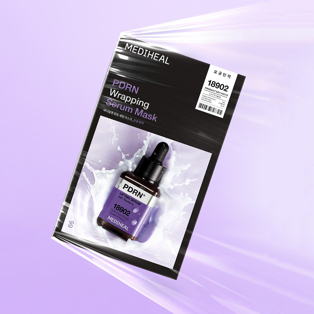 MEDIHEAL PDRN Wrapping Serum Mask Lifting, 25 ml - Masca de fata formulata cu PDRN si pantenol, care contribuie la fermitate, lifting si ingrijirea porilor vizibili