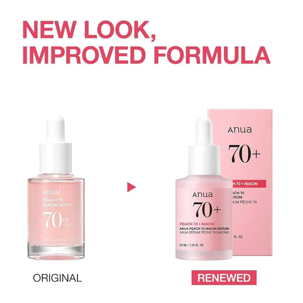 Anua Peach Glow Ser pentru fata 70% Niacin - Hidratare intensa si luminozitate naturala, 30 ml